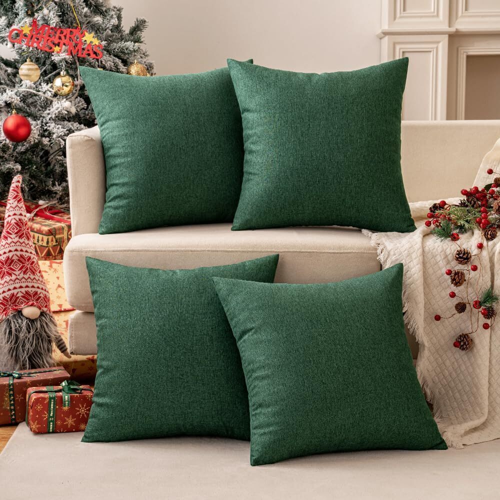 2766 Pack of 4 Decorative Christmas Solid Waterproof Throw Pillow Covers